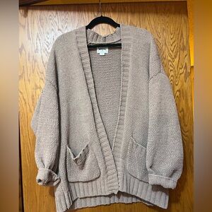 American Eagle Taupe Oversized Knit Cardigan